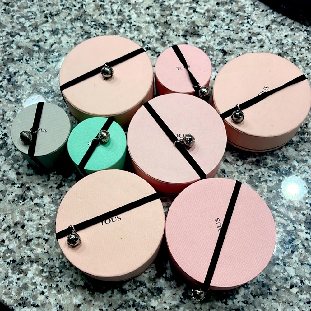Original Tous jewelry boxes. 5 large and 3 small.